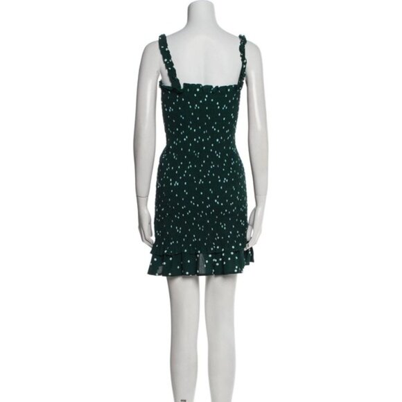 Faithfull the Brand Del Mar Dress Linnea Dot Green Resort Smocked Mini Dress 4 S - Picture 4 of 10